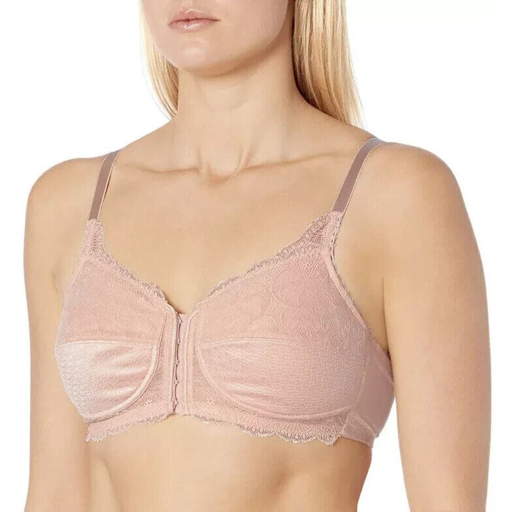 Amoena Ellen Wirefree Mastectomy Bra Size 32A Rose Nude Front and Back Close